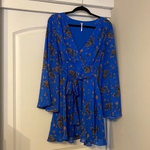 Cobalt Blue & Pink Flower Free People Dress
